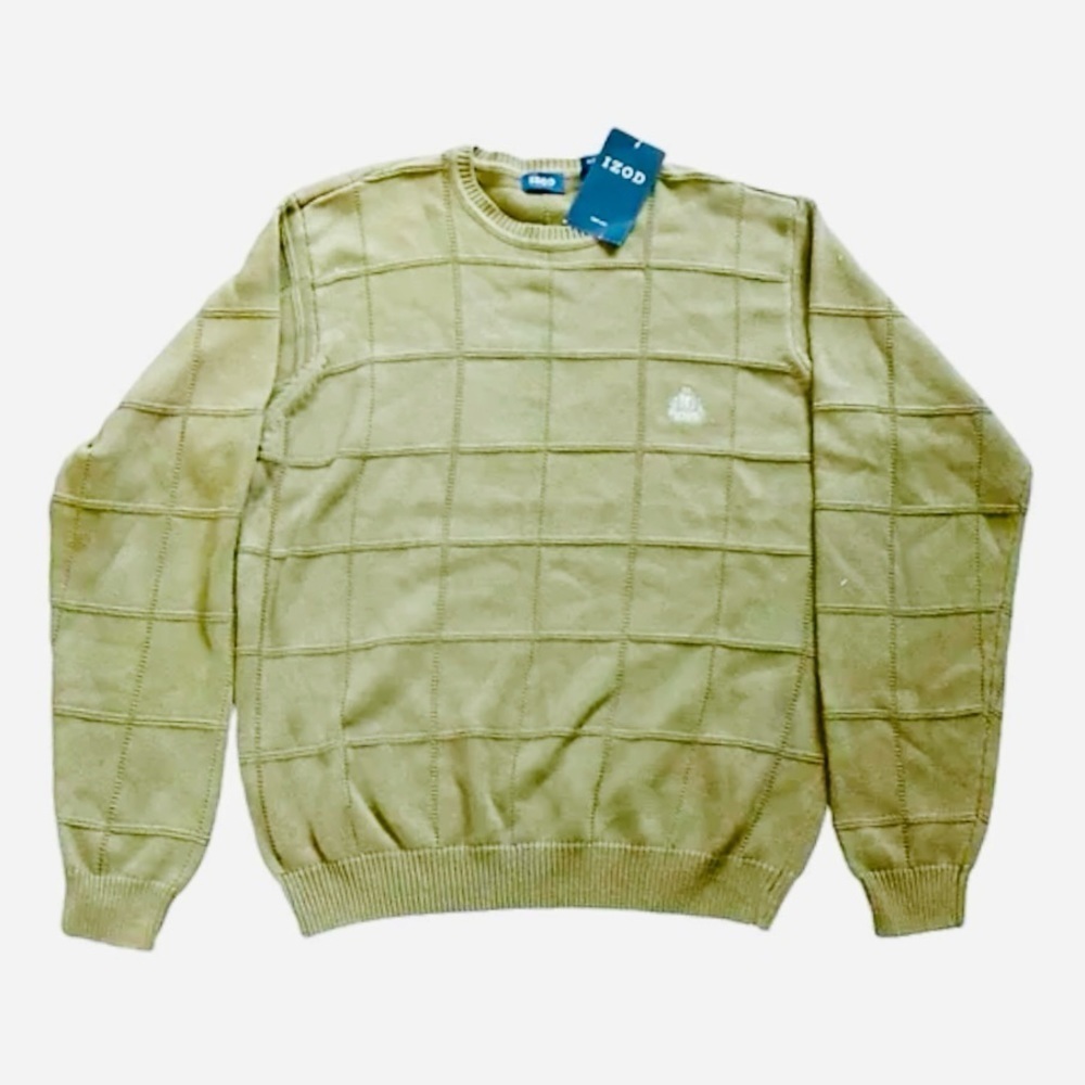 NWT IZOD Men’s Sweater 100% Cotton Long Sleeve Crew Neck Pullover